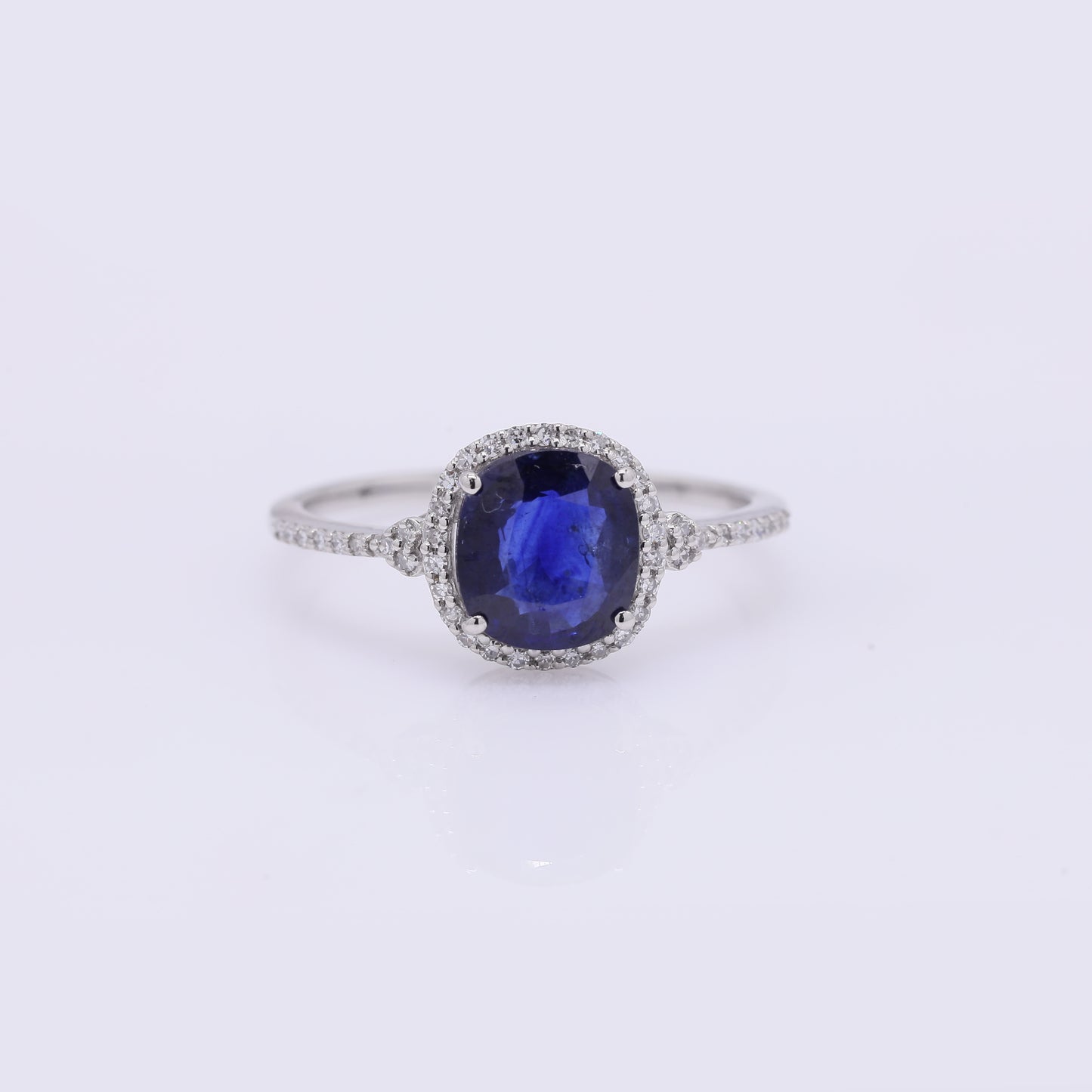 1.70 Ct Cushion Mixed Cut Natural Sapphire 950 Platinum Ring