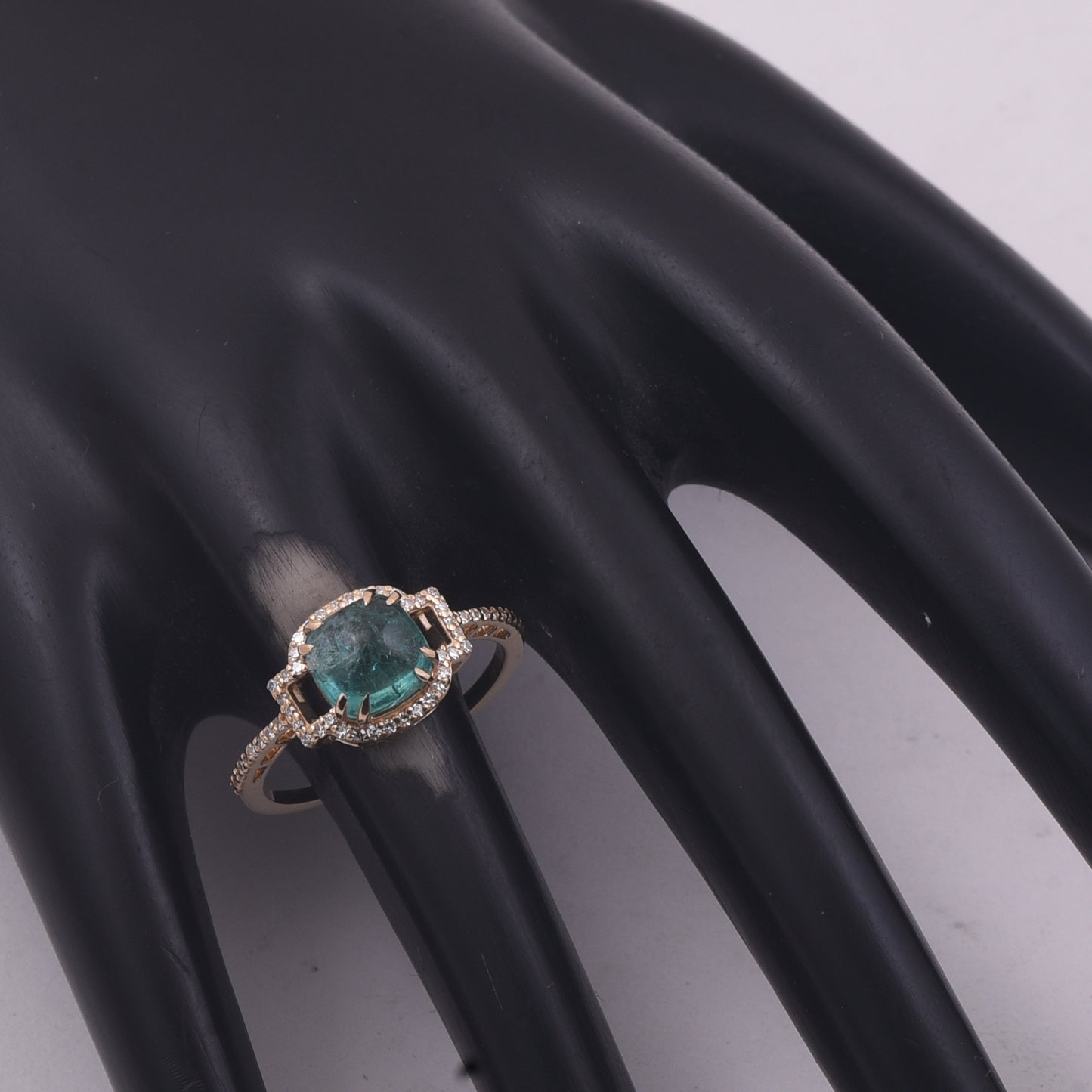 1.86 Ct Cushion Cabochon Cut Natural Emerald 14K Gold Ring