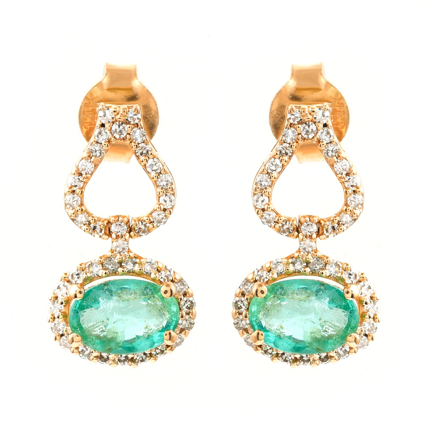 1.12 Ct Oval Mixed Cut Natural Emerald 14K Gold Earrings