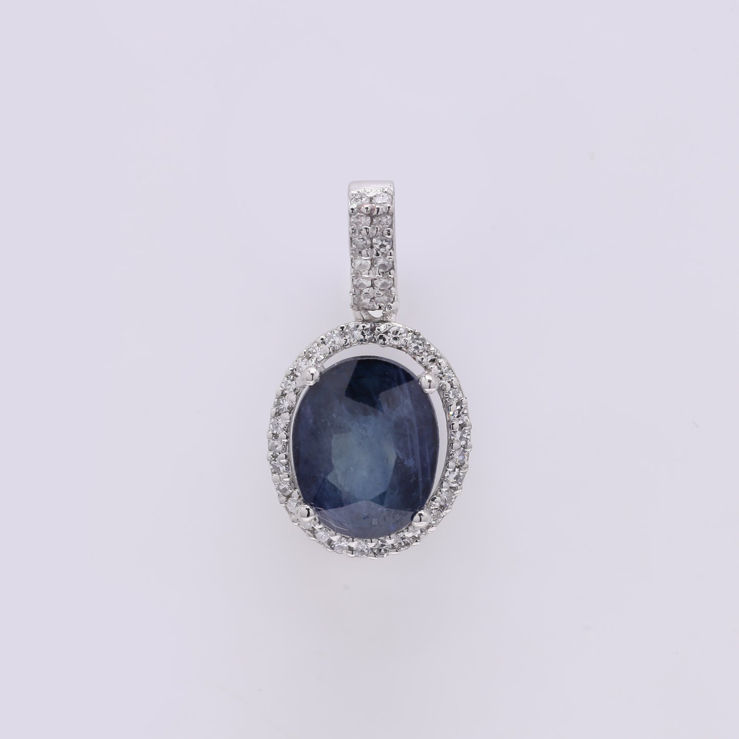 2.93 Ct Oval Mixed Cut Natural Sapphire 950 Platinum Pendant