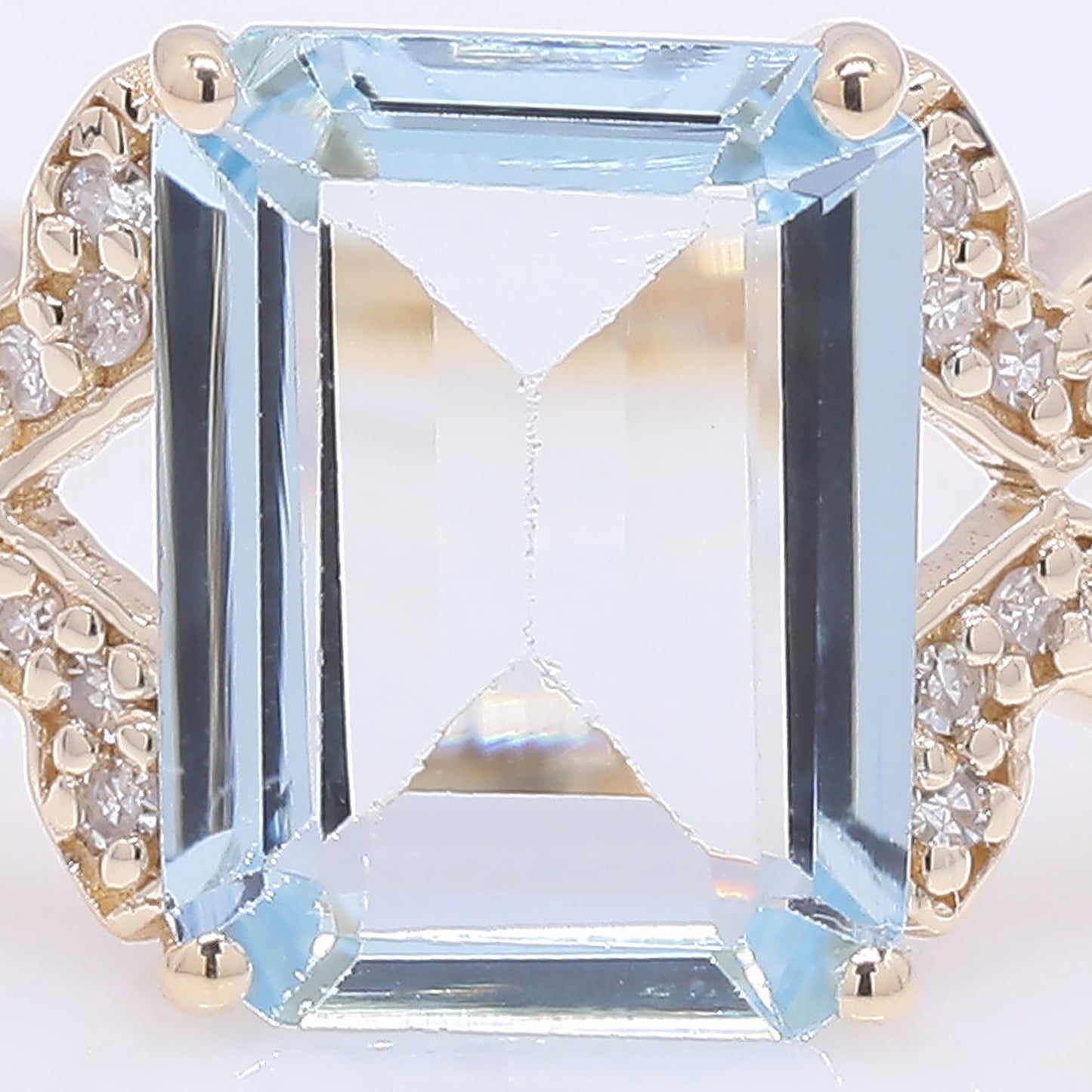 1.76 Ct Octagon Step Cut Natural Aquamarine 14K Gold Ring
