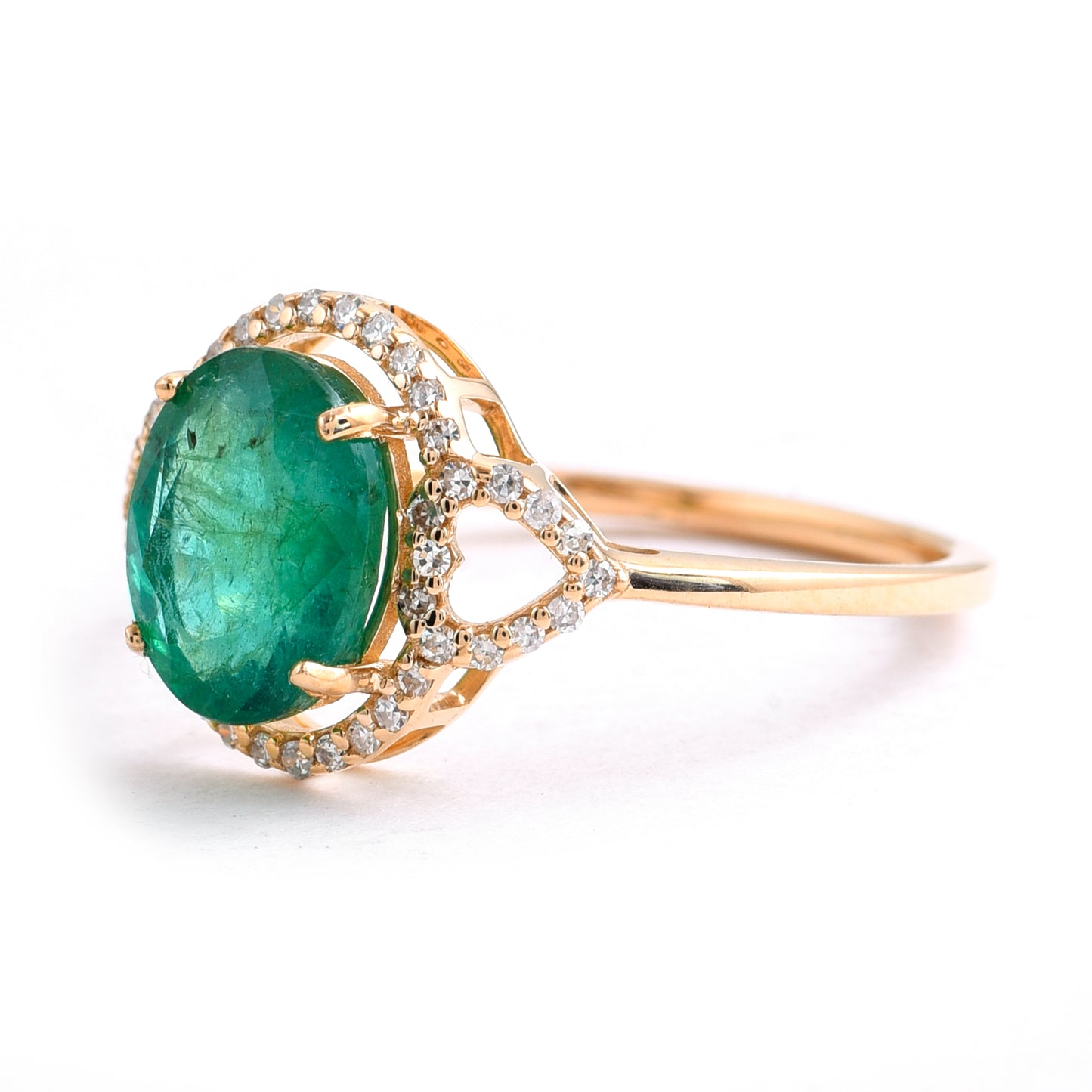 1.99 Ct Oval Mixed Cut Natural Emerald 14K Gold Ring