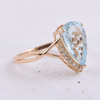 2.22 Ct Pear Natural Aquamarine 14K Gold Ring