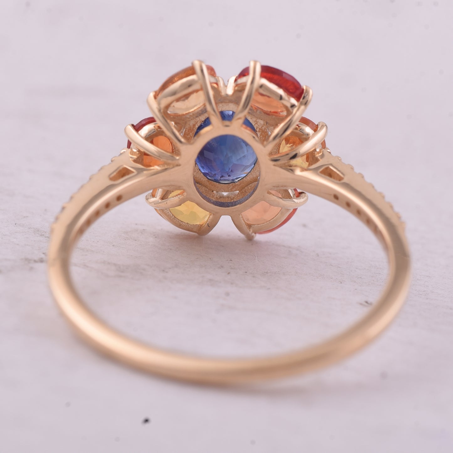 2.38 Ct Oval Mixed Cut Natural Sapphire 14K Gold Ring