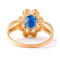 2.16 Ct Oval Mixed Cut Natural Sapphire 14K Gold Ring