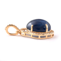 6.00 Ct Oval Cabochon Cut Natural Sapphire 14K Gold Pendant