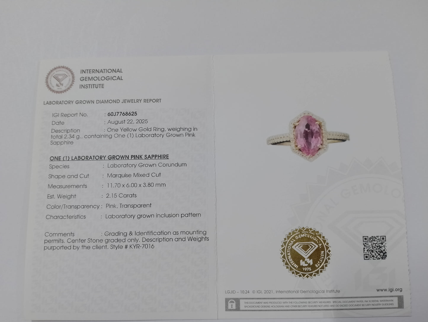 2.40 Ct Marquise Mixed Cut Lab Grown Pink Sapphire 14K Gold Ring