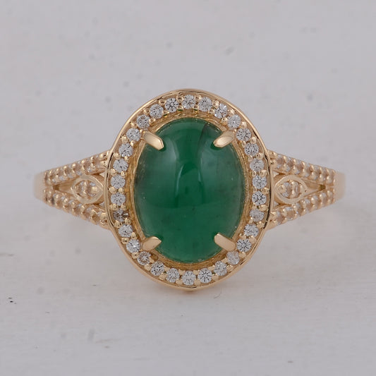 2.31 Ct Oval Emerald 9K Gold Ring