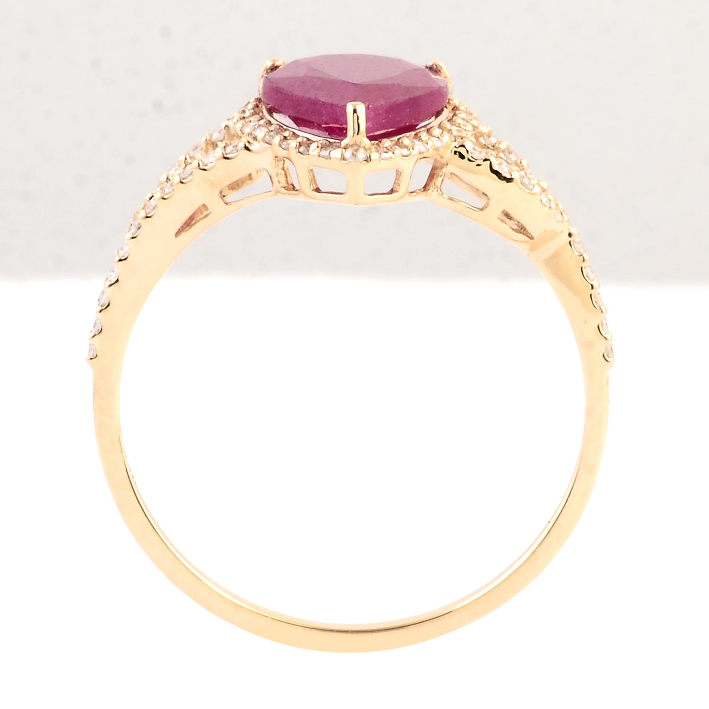 2.16 Ct Pear Mixed Cut Natural Corundum Ruby 14K Gold Ring