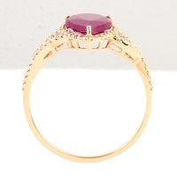 2.16 Ct Pear Mixed Cut Natural Corundum Ruby 14K Gold Ring