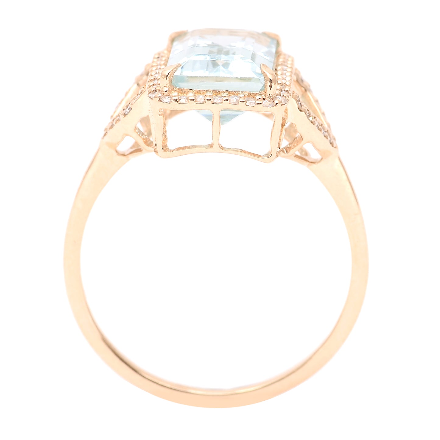 2.75 Ct Octagon Step Cut Natural Aquamarine 14K Gold Ring