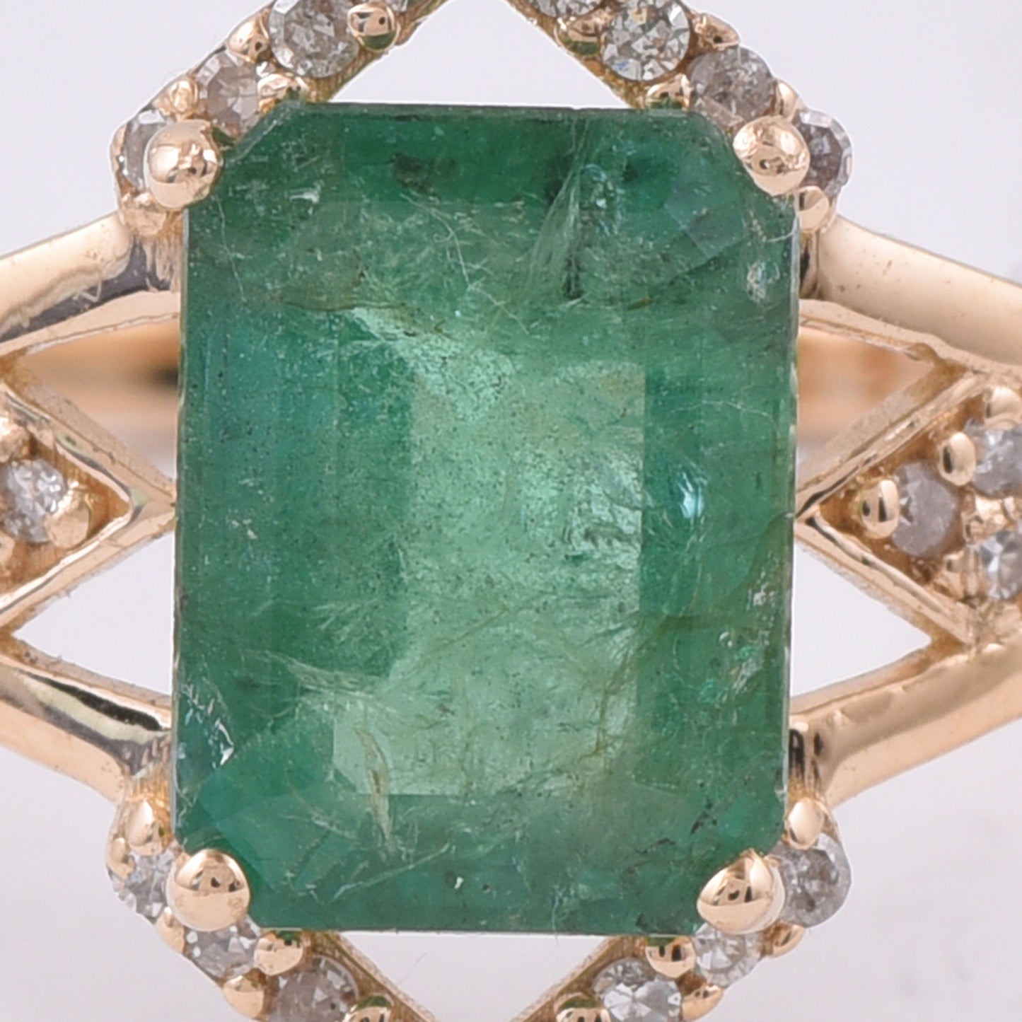 1.64 Ct Octagon Step Cut Natural Emerald 14K Gold Ring