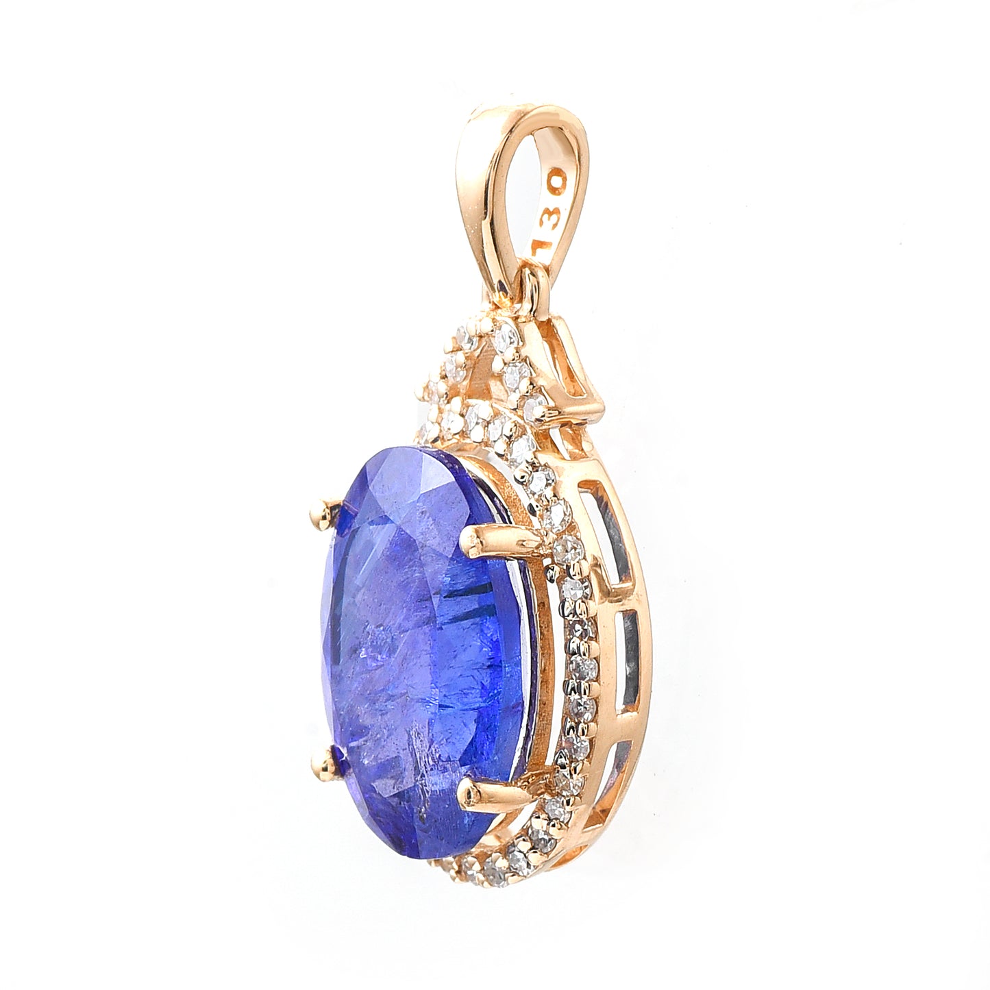 3.15 Ct Oval Mixed Cut Natural Tanzanite 14K Gold Pendant