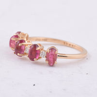1.70 Ct Oval Cabochon Cut Natural Pink Tourmaline 14K Gold Ring