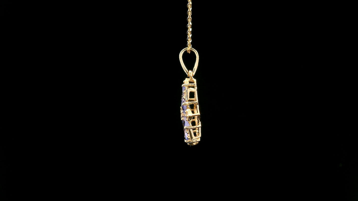 1.30 Ct Marquise Tanzanite 14K Gold Pendant