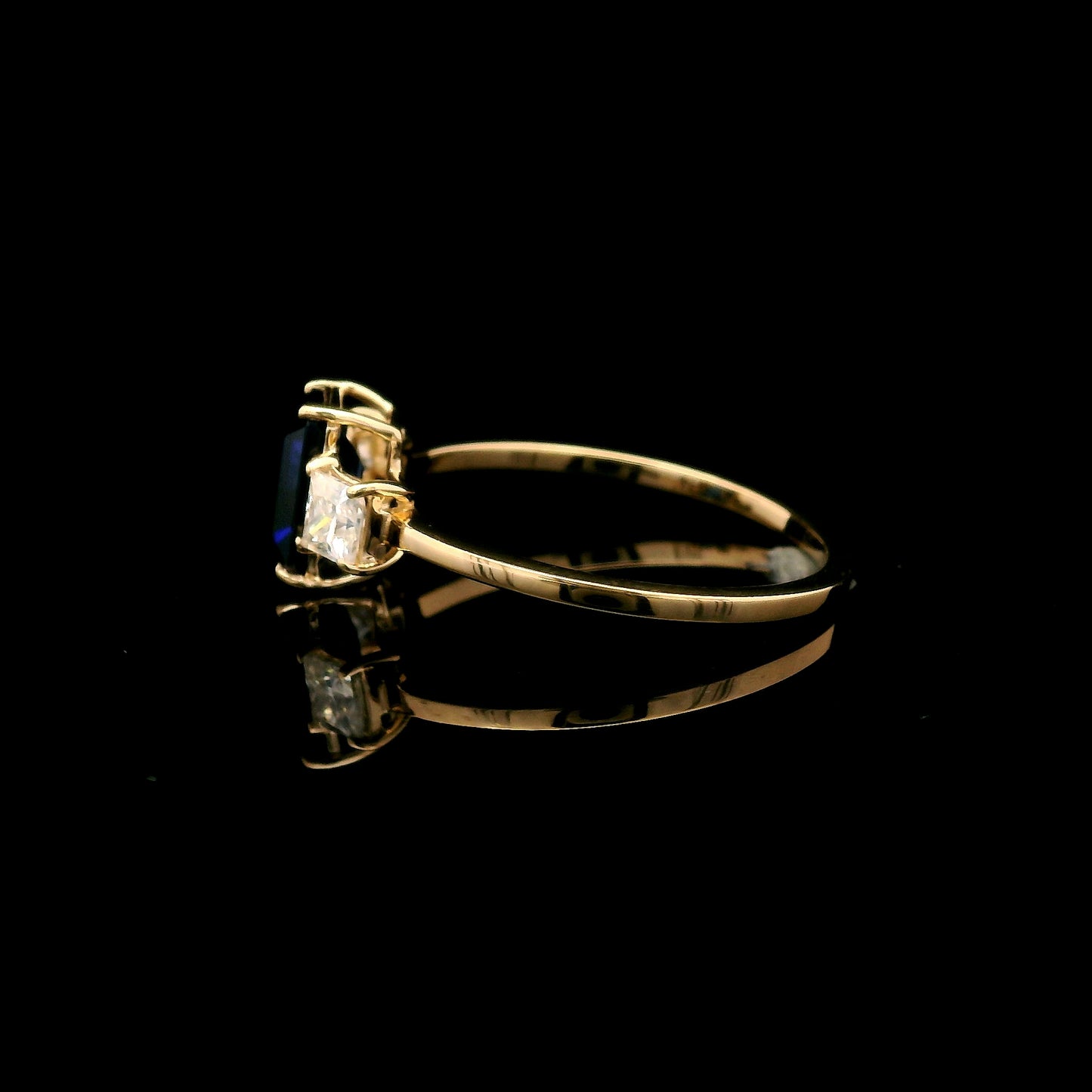 1.67 Ct Emerald Cut Lab Grown Sapphire 14K Gold Ring