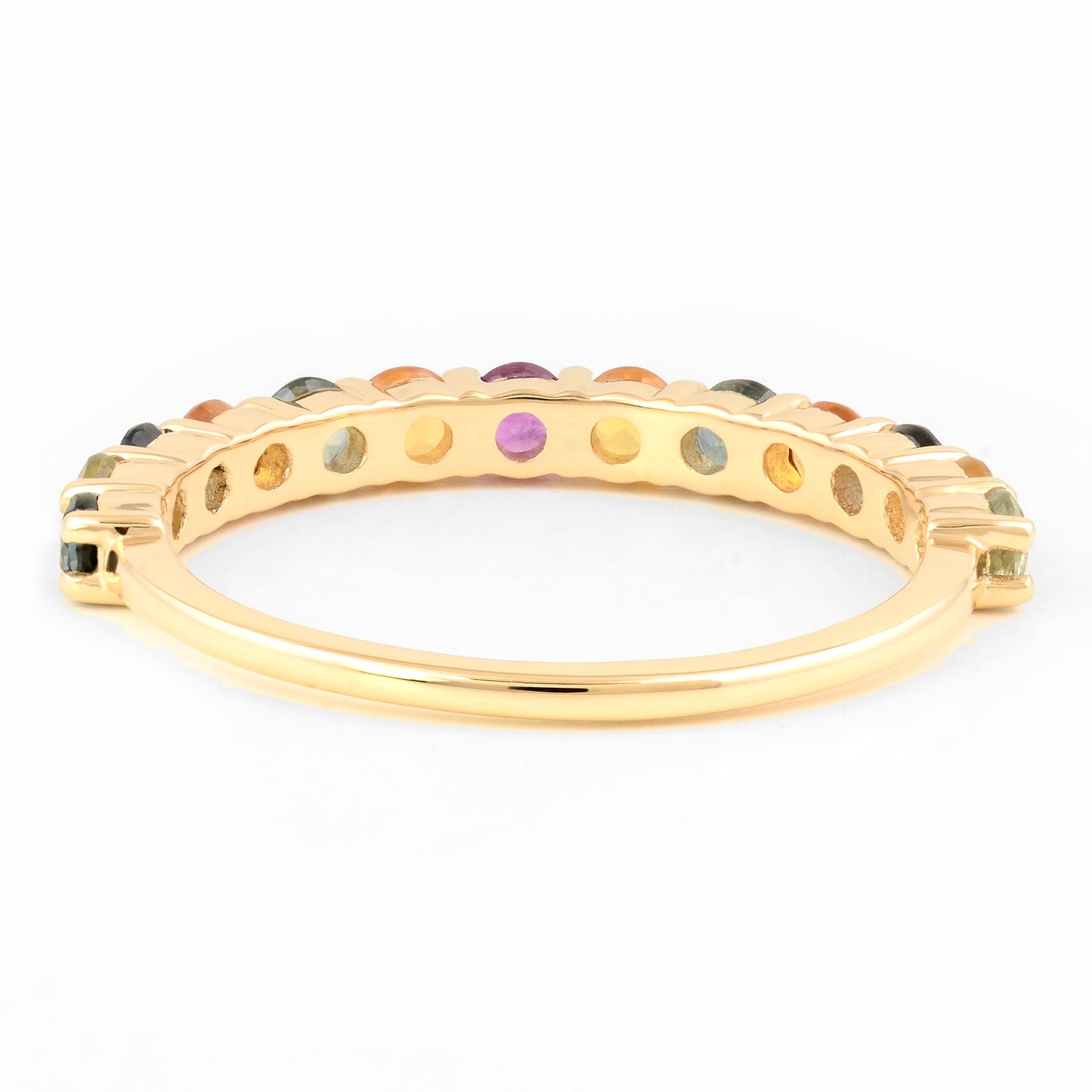 1.08 Carat Round Mixed Cut Natural Corundum Multi Sapphire 14K Gold Ring