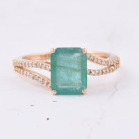 1.91 Ct Octagon Step Cut Natural Emerald 14K Gold Ring