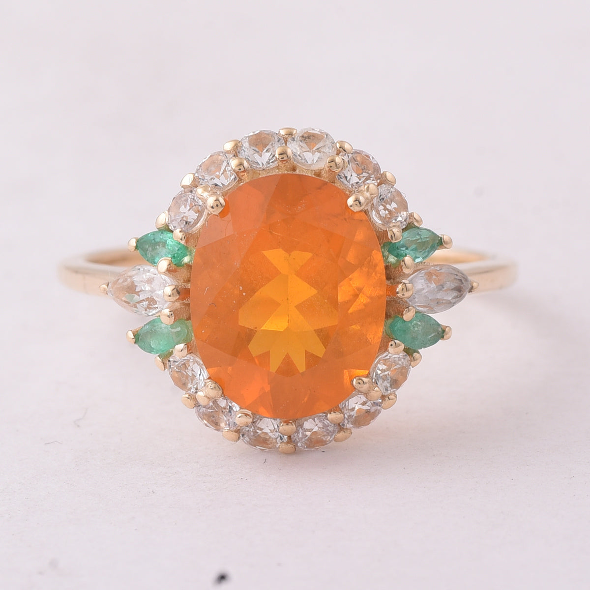 2.50 Ct Oval Fire Opal 9K Gold Ring