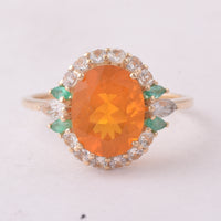2.50 Ct Oval Fire Opal 9K Gold Ring