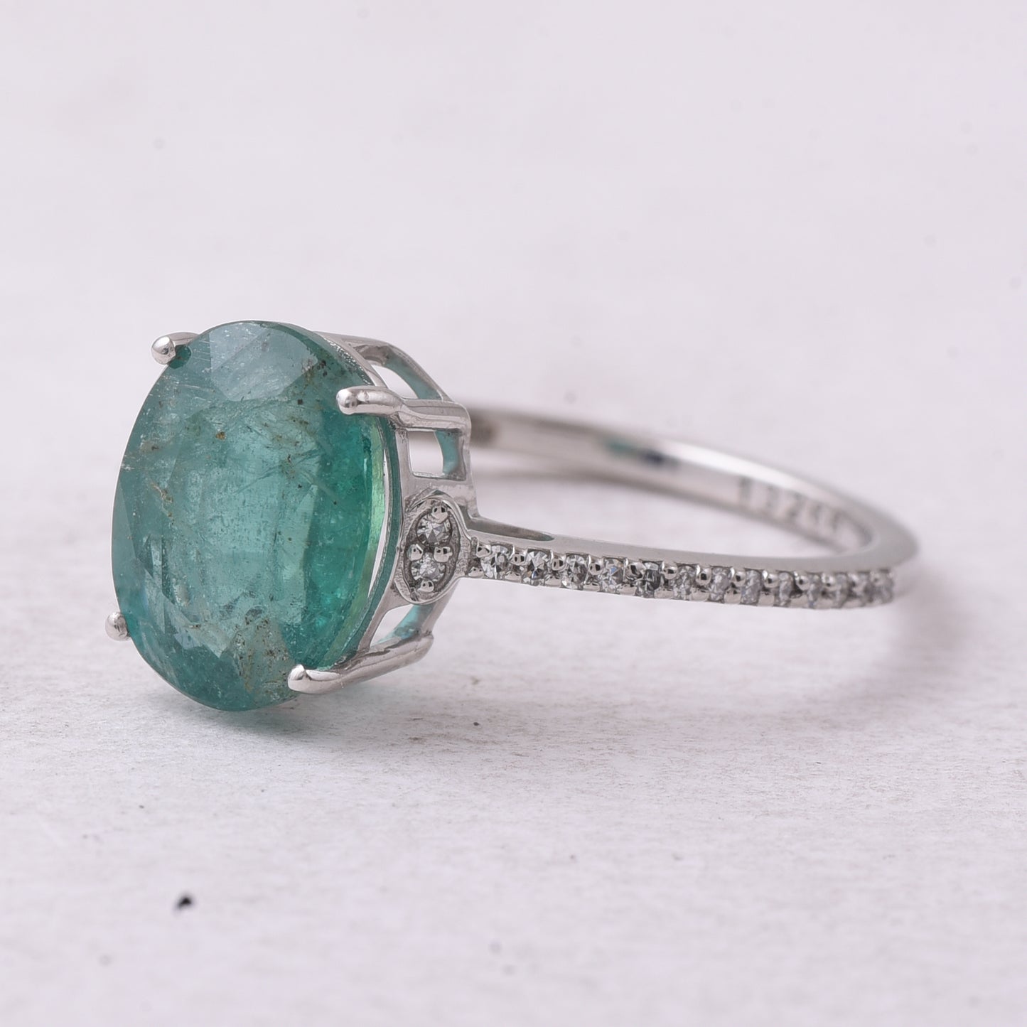 2.71 Ct Oval Mixed Cut Natural Emerald 950 Platinum Ring