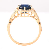 3.19 Ct Round Mixed Cut Natural Sapphire 14K Gold Ring