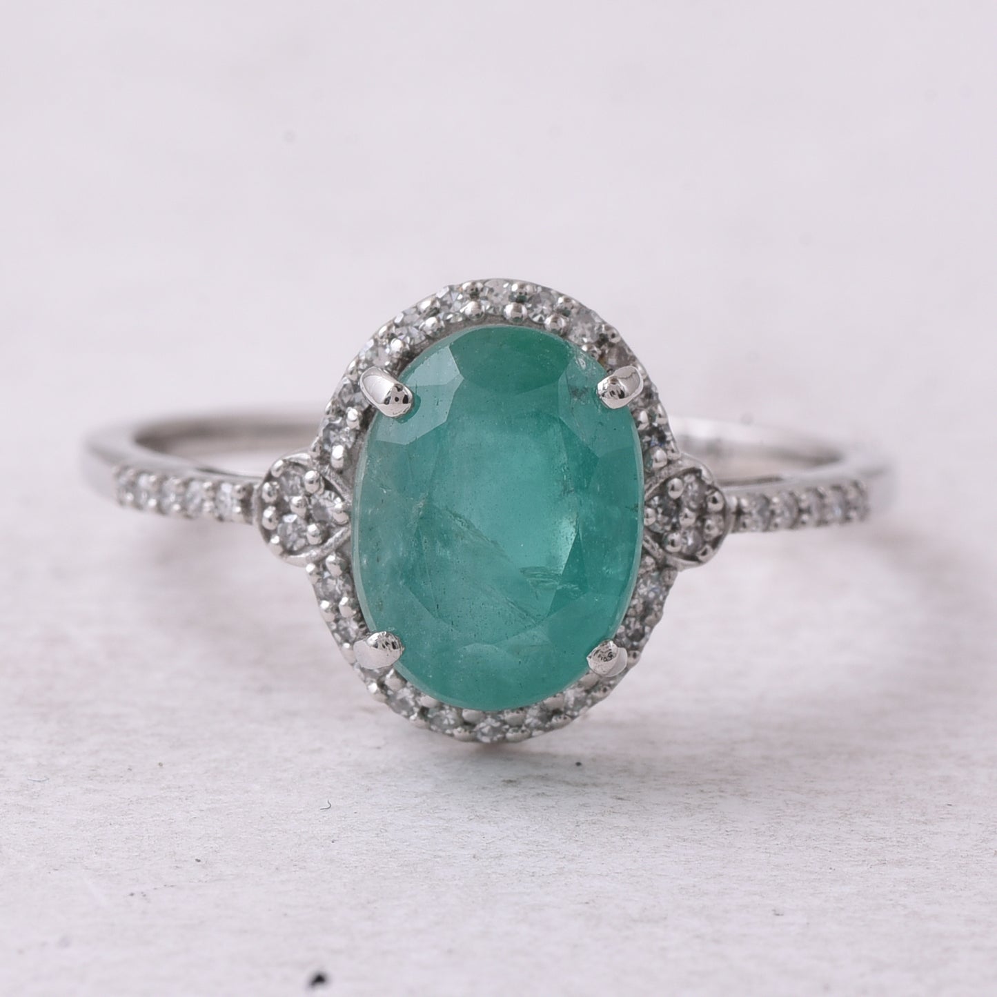 2.12 Ct Oval Mixed Cut Natural Emerald 950 Platinum Ring