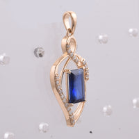 1.48 Ct Rectangle Step Cut Natural Sapphire 14K Gold Pendant