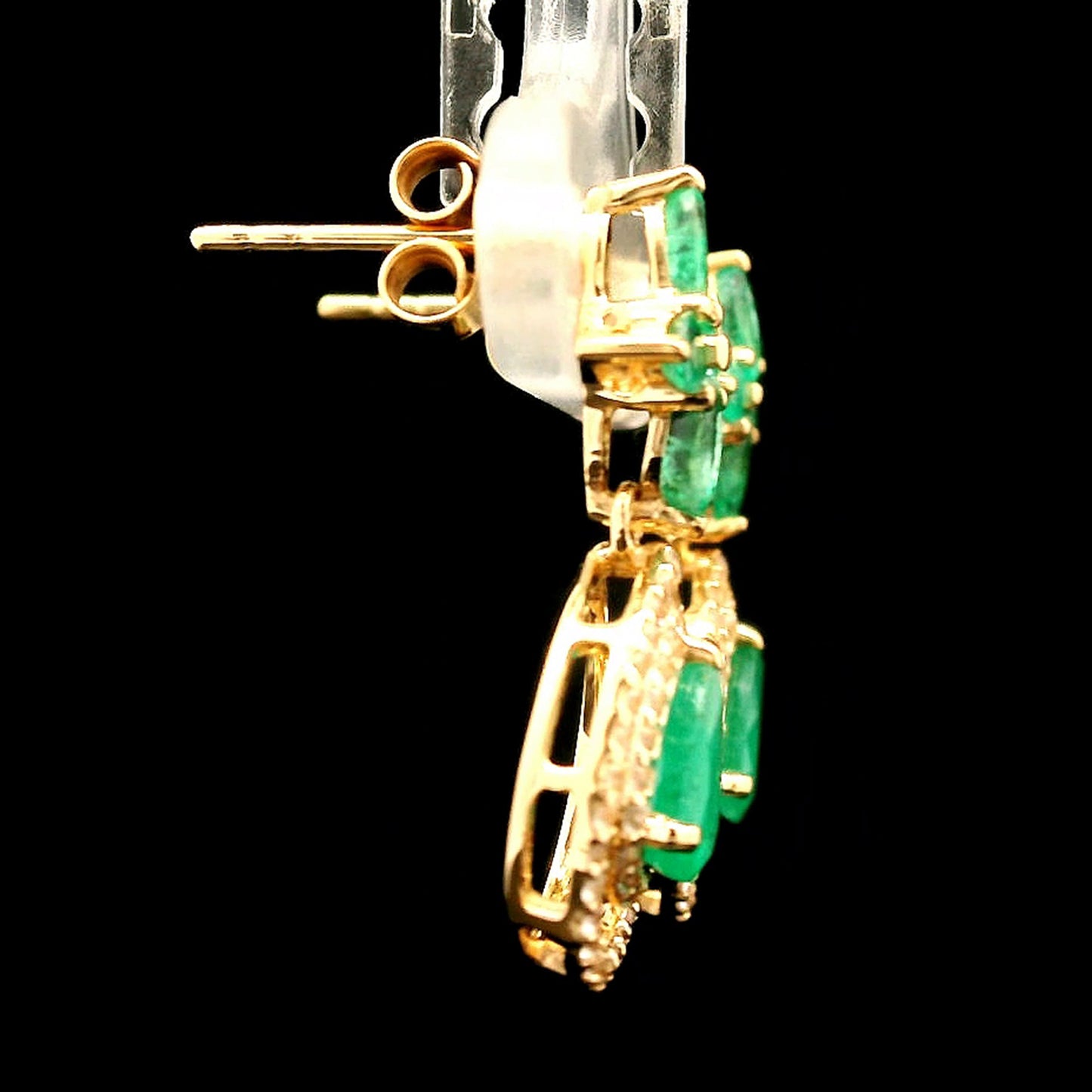 1.63 Ct Pear Emerald 14K Gold Earrings