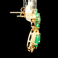 1.63 Ct Pear Emerald 14K Gold Earrings