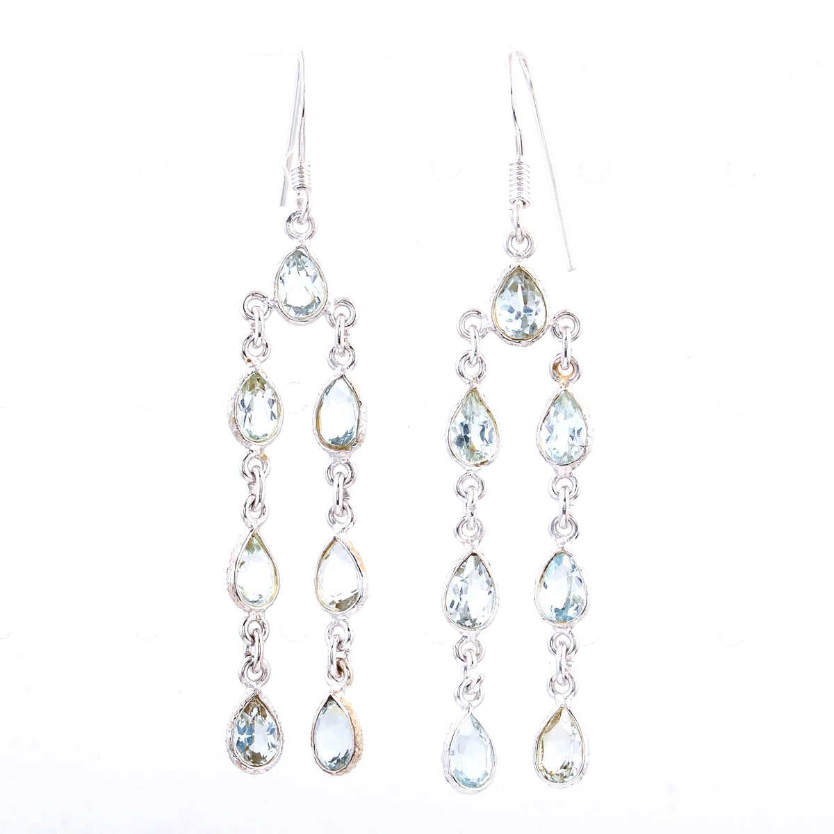 9.93 Ct Blue Topaz 925 Sterling Silver Earrings