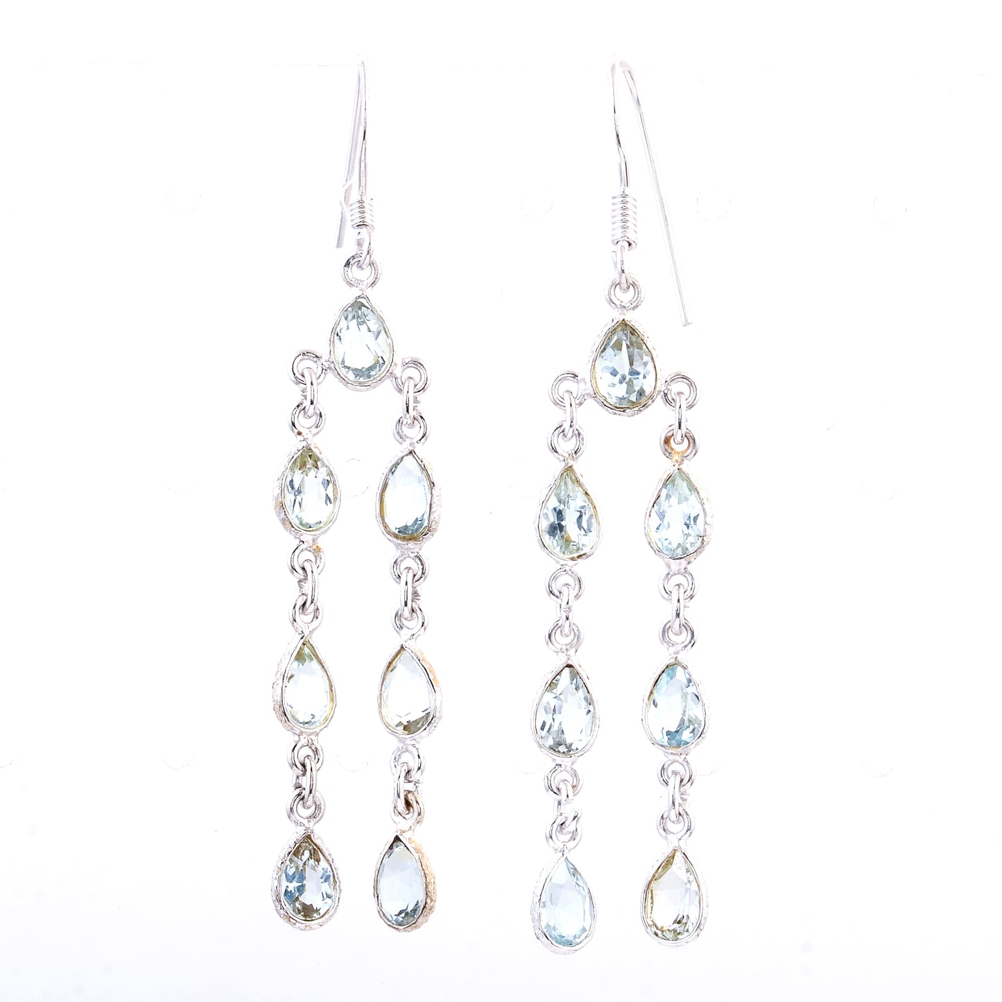 9.93 Ct Blue Topaz 925 Sterling Silver Earrings