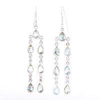 9.93 Ct Blue Topaz 925 Sterling Silver Earrings