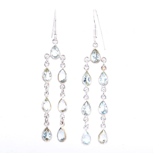 9.93 Ct Blue Topaz 925 Sterling Silver Earrings
