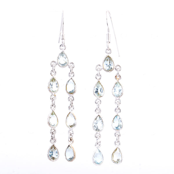 9.93 Ct Blue Topaz 925 Sterling Silver Earrings