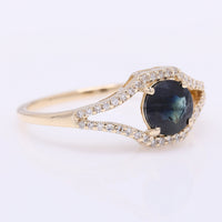 1.29 Ct Round Mixed Cut Natural Sapphire 14K Gold Ring