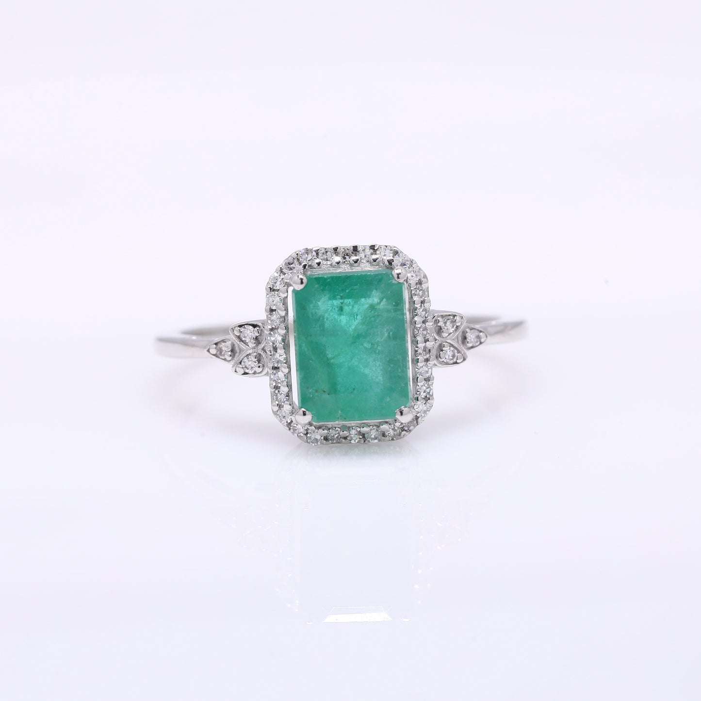 1.73 Ct Octagon Step Cut Natural Emerald 950 Platinum Ring