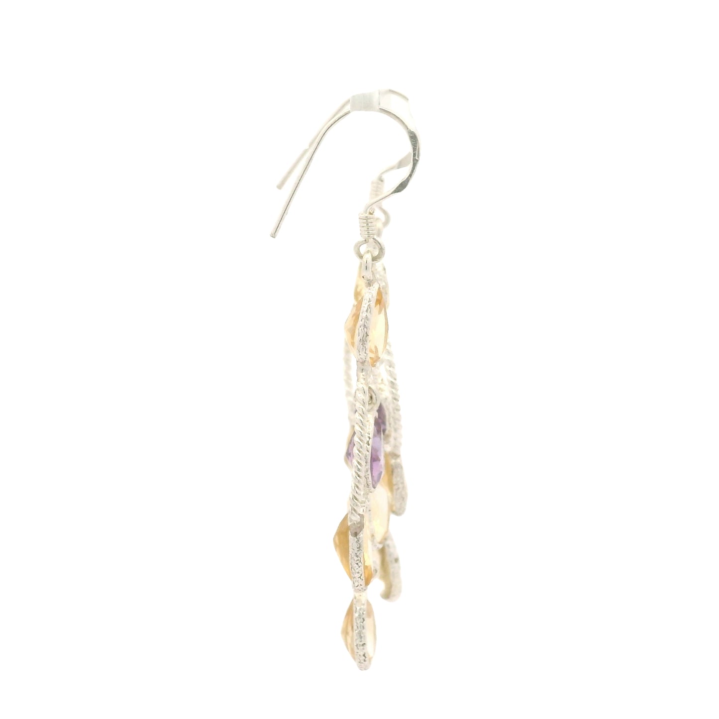 11.45 Ct Citrine, Amethyst 925 Sterling Silver Earrings