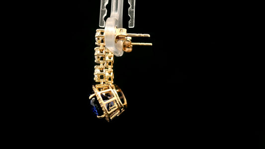8.67 Ct Oval Lab Grown Blue Sapphire 14K Gold Earrings