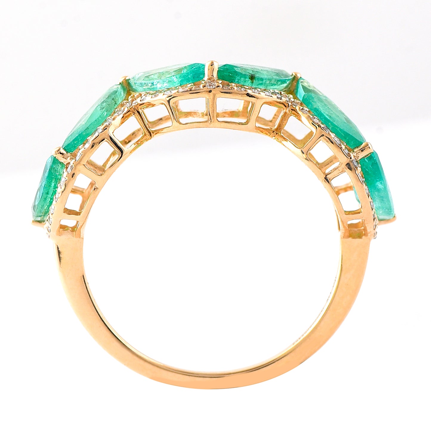 2.14 Ct Marquise Mixed Cut Natural Emerald 14K Gold Ring