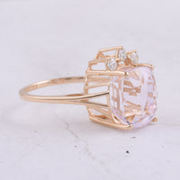 8.31 Ct Cushion Natural Kunzite 14K Gold Ring
