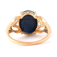 7.54 Ct Oval Cabochon Cut Natural Sapphire 14K Gold Ring