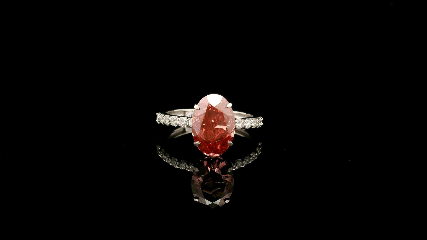 3.44 Carats Pink Lab Grown Diamond 14K Gold Ring
