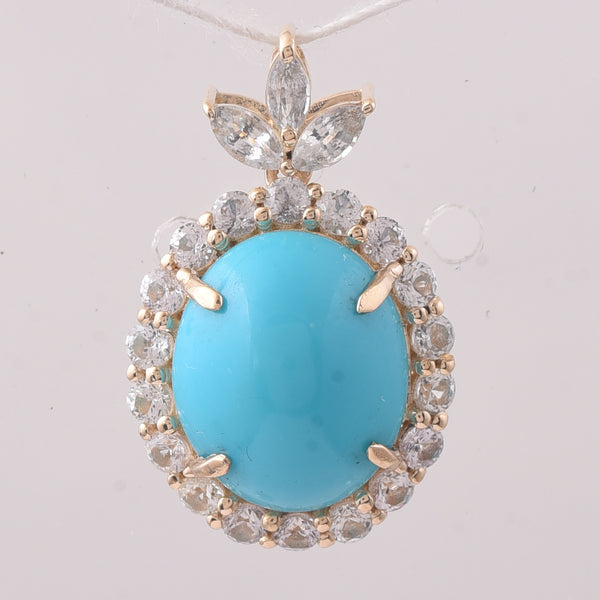 4.60 Ct Oval Turquoise 9K Gold Pendant