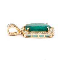2.93 Ct Cushion Natural Emerald 14K Gold Pendant