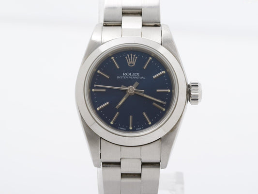 Rolex - 67180 - Oyster Perpetual Blue Dial Ladies Automatic Watch, U Serial, 25mm