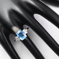 3.09 Ct Cushion Aquamarine 950 Platinum Ring
