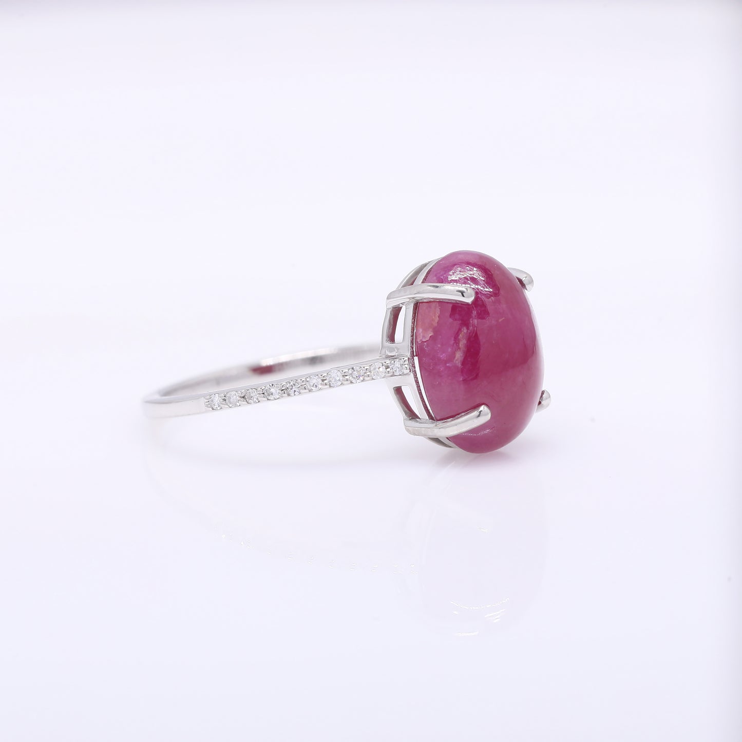 5.84 Ct Oval Mixed Cut Natural Ruby 950 Platinum Ring