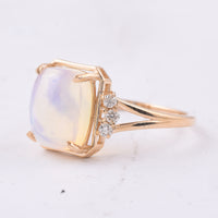 2.16 Ct Cushion Cabochon Cut Natural Opal 14K Gold Ring