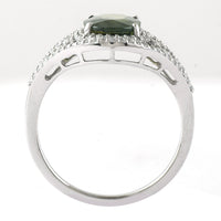 2.43 Ct Oval Mixed Cut Natural Green Sapphire 950 Platinum Ring